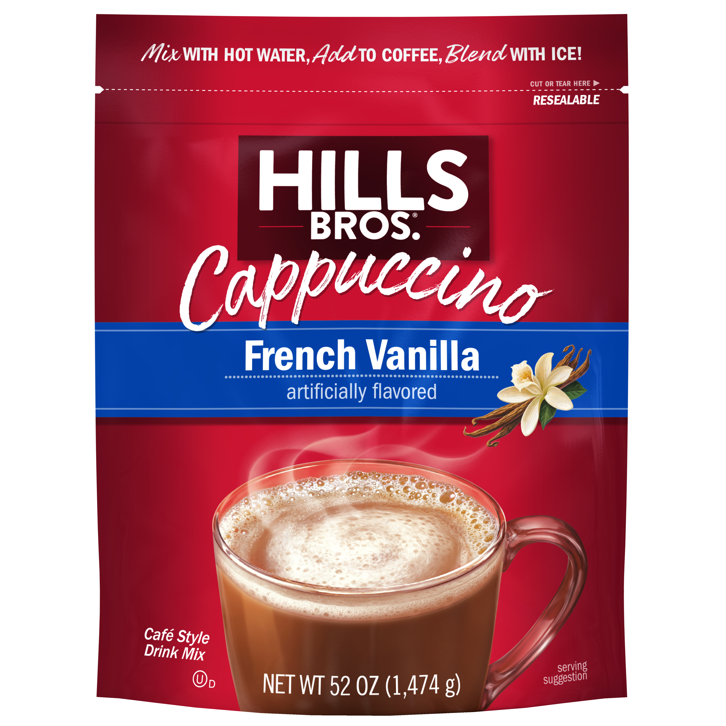 French Vanilla - Instant Cappuccino Mix - 52 oz Resealable Pouch
