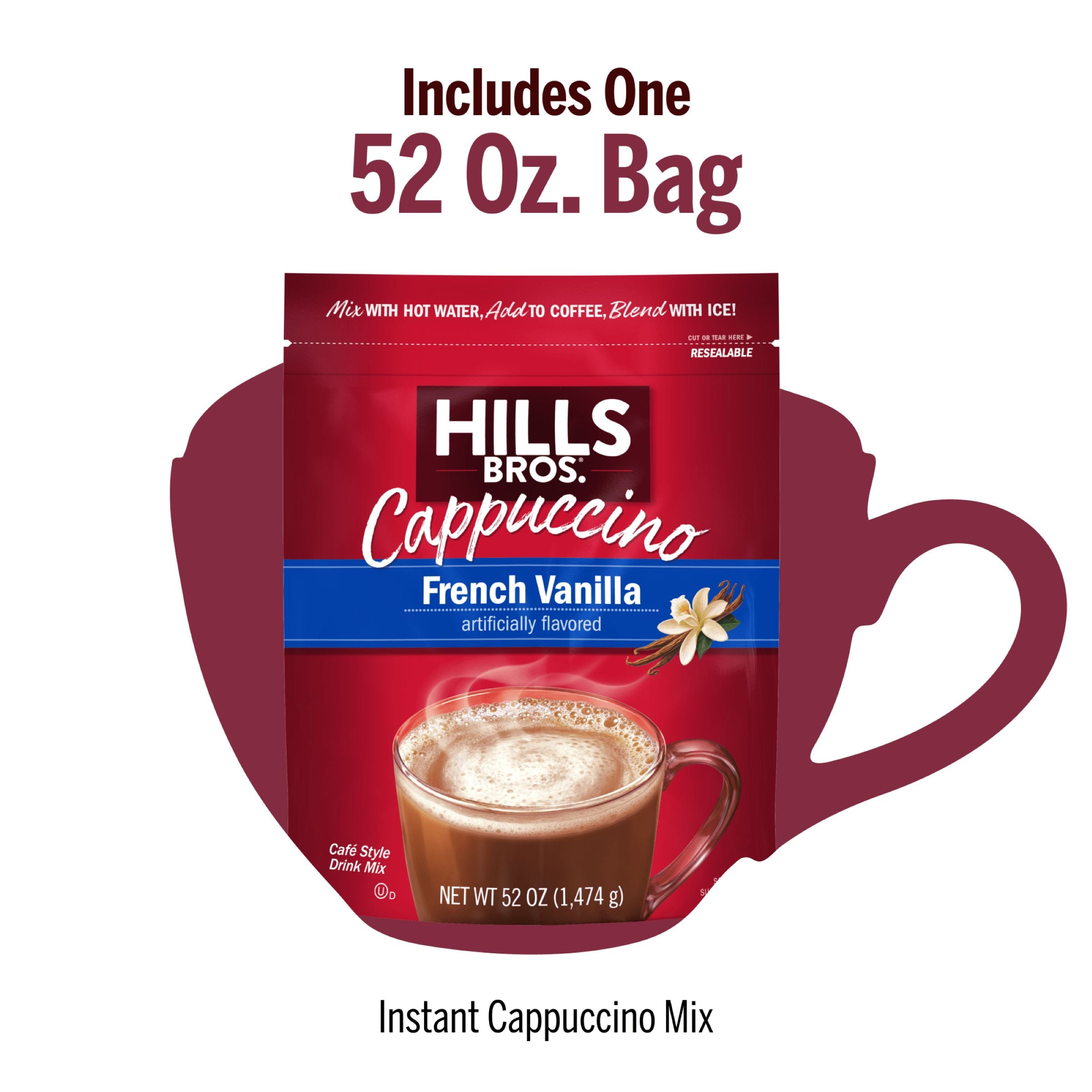 French Vanilla - Instant Cappuccino Mix - 52 oz Resealable Pouch - View 6