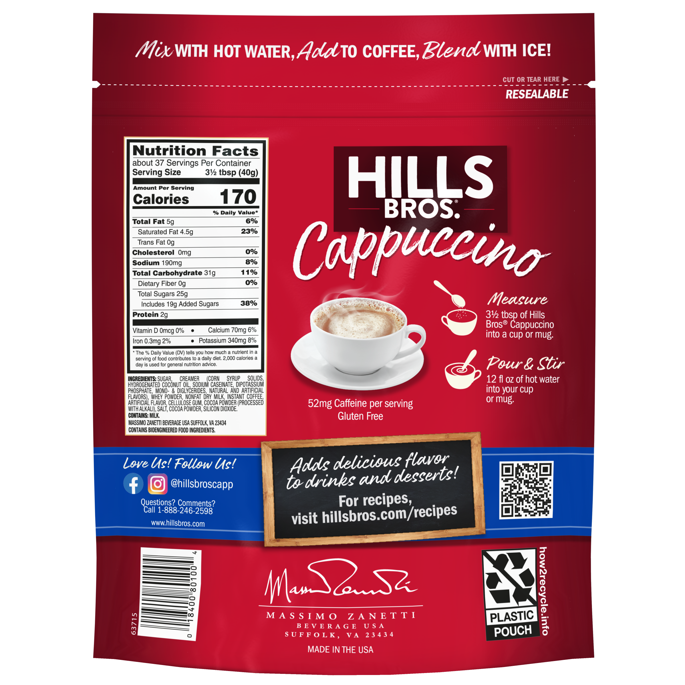 French Vanilla - Instant Cappuccino Mix - 52 oz Resealable Pouch - View 2