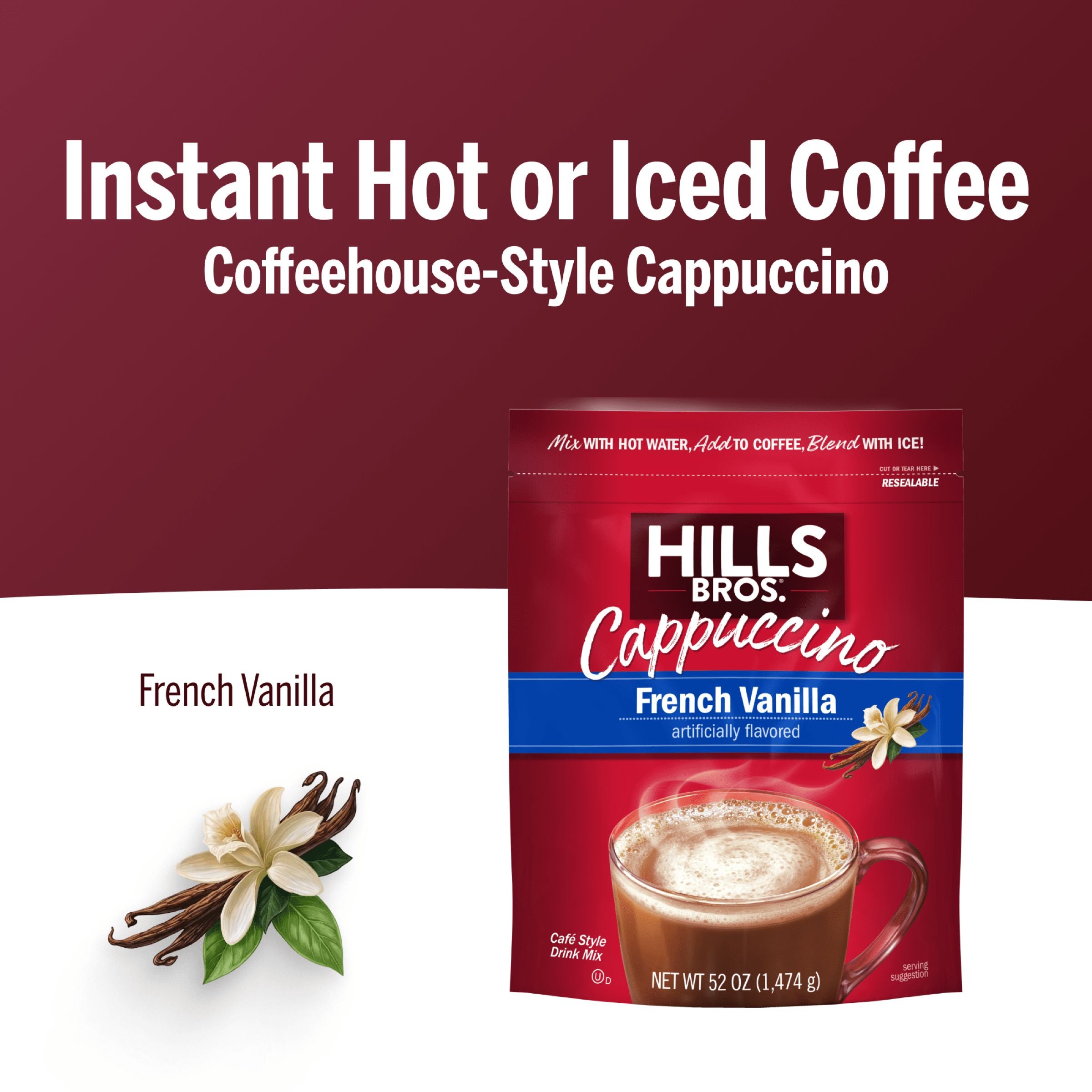 French Vanilla - Instant Cappuccino Mix - 52 oz Resealable Pouch - View 4